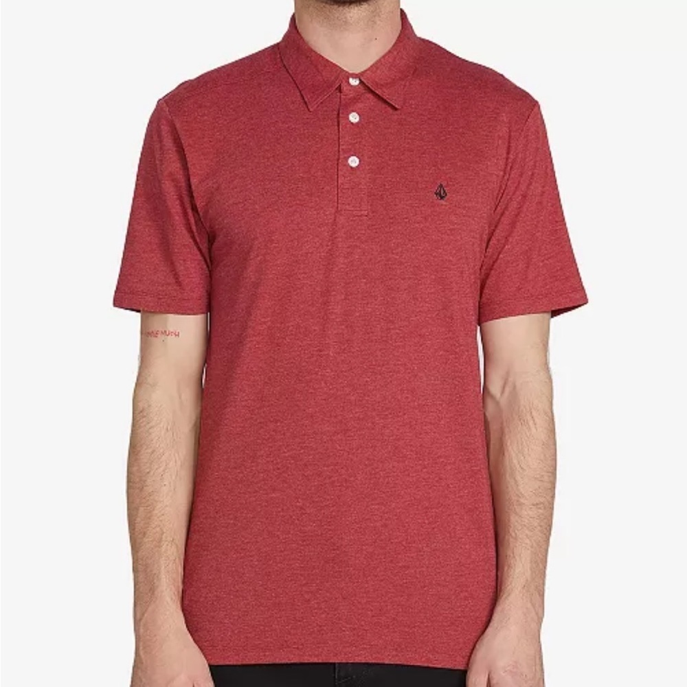 Volcom Red Men's Badger Short Sleeve Polo Shirt